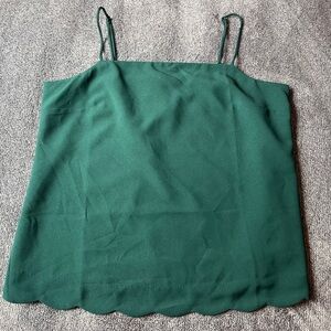 NWT J. Crew Women’s Dark Green Cami Top with Scalloped Hem